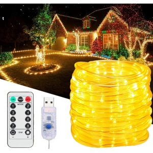 KAL-Guirlande Lumineuse, 10M 100 Led Usb Fairy Lights Intérieur Extérieur, 8 Mode Décoration Romantique Pour Sapin De Noël Mariage Fête,Guirlande Intérieure(Blanc Chaud) - Neuf