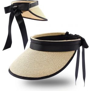 Kal-Femmes Visi&egrave;re Solaire Chapeau De Paille Queue De Cheval Voyage Plage Casquette Pour La Femme - Neuf