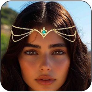 Kalvd-Chaîne De Tête Bohème Dorée Avec Strass-Accessoires Pour Cheveux-Festival D'halloween Pour Femmes Et Filles - Neuf