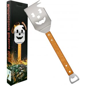 Ulteronixshop-Kit d'outils BBQ, Spatule en Acier Inoxydable de 17 Pouces avec d&eacute;capsuleur, Manche en Bois, Accessoires pour Barbecue ext&eacute;rieur, Cadeaux pour Hommes - Neuf