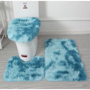 KAL-Lot De 3 Tapis De Salle De Bain Doux En Microfibre U2013 Tapis De Bain Antidérapant Et Pelucheux U2013 Housse De Siège De Toilette Pour Salle De Bain U2013 Tapis De Bain Absorbant L'Eau, Lavab - Neuf