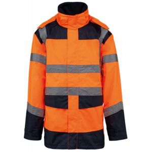 Parka De S&eacute;curit&eacute; 4 En 1 - Unisexe - Wk660 - Orange Fluo Et Bleu Marine - Neuf