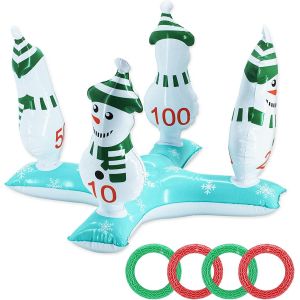 Ershi-Jeu De Lancer Gonflable Noel,Jeux Gonflables D'extérieur Pour Noël,Lancer Anneaux Gonflable Jeu De Lancer D'anneaux De Père [2654] - Neuf