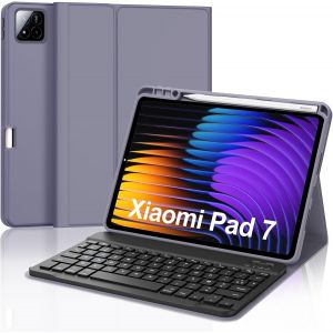 Coque Clavier Pour Xiaomi Pad 7/7 Pro 11.2 Pouces 2025, Azerty Français Clavier Bluetooth Magnétique Détachable Avec Fente Pour Stylo Pour Tablette Xiaomi Pad 7/7 Pro 11.2"", Violet - Neuf
