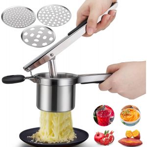 Presse-Purée Manuel Avec 3 Disques Interchangeables, Professionnel, En Acier Inoxydable, Idéal Pour Les Fruits, Les Légumes Et Les Aliments Pour Bébés. - Neuf