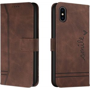 Kal-Coque Pour Iphone Xs Max, Protection Portefeuille Etui À Rabat Housse Premium En Cuir Pu Avec Antichoc Tpu Fermoir Magnétique Flip Pochette Housse Pour Iphone Xs Max (6,5 Pouces) (Braun) - Neuf