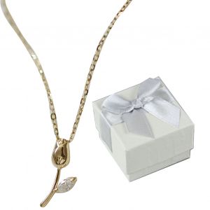 Collier Pour Femme Avec Chaine De 45 Cm, Elegant Et Exquis, En Forme De Fleur, Pour Fete, Couleur Or - Neuf