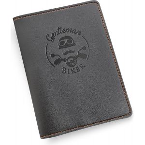 NSIECD-Porte Carte Grise Motard Porte Papiers Portefeuille Moto Permis De Conduire Cuir Synth&eacute;tique Haute Qualit&eacute; Gentleman Biker - Neuf