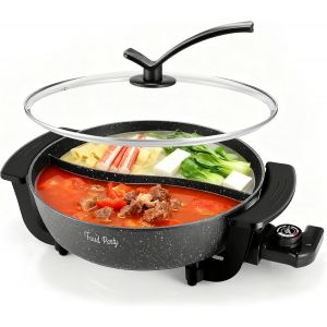 SUBZONAL-Appareil Fondue Chinoise Hot Pot Electrique 6L 220V 1200W Shabu SHabu Hotpot avec Diviseur Wok electrique - Neuf