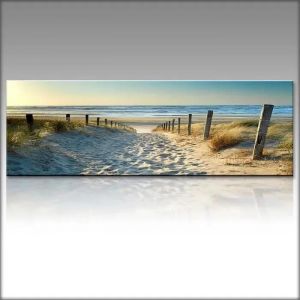 TEMPSA Moderne Océan Plage Mer Route Toile Impression Moderne Décor à la Maison Mur Art Photo sans Cadre Impressions 50x150cm - Neuf