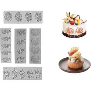 Kalanka-5 Pcs Tapis &Agrave; Dentelle, Moule Silicone En Forme De Feuille, Moule En Silicone Pour Dentelle, Tapis De Dentelle Pour P&acirc;te &Agrave; Sucre, Chocolat, Fondant, Beurre (01)-Kalanka - Neuf