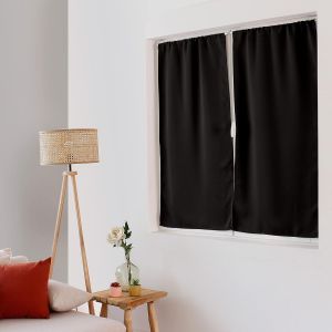 Vitrage Occultant, Passe Tringle, Noir, 60x120cm, 100% Polyester, Tissu Certifié Oeko-Tex, Collection Réglisse - Neuf