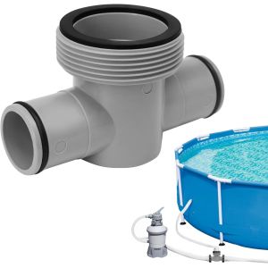Raccord de tuyau de piscine P61408 en T de 3,8 cm à 3,2 cm, 3 têtes avec joints toriques, accessoire de remplacement pour pompe de filtration Bestway, Coleman, Intex, bonne étanchéité - Neuf