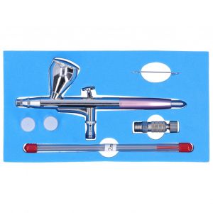 HJLIAN Kit aerographe G1/8, outil de peinture pour bricolage, modele de peinture en aerosol, calibre 0,2 mm, 0,3 mm, 0,5 mm, rose - Neuf