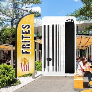 Mevronisshop-Frites Plume Drapeau, 8ft Frites Drapeau Publicitaire Avec Kit Poteau, Piquet De Sol, Signs Publicitaire Exterieur Adapt&eacute; Pour Publicit&eacute; En Magasin Et Ext&eacute;rieur - Neuf