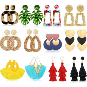 Cmjaagur-6/9/12 Paires De Boucles D'oreilles En Or Pour Femmes Grandes Boucles D'oreilles Dangle En Or Ensemble De Boucles D'oreilles G&eacute;om&eacute;triques Exag&eacute;r&eacute;es Punk &Eacute;l&eacute;gantes Boucles D'oreilles[M848] - Neuf