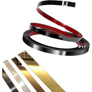 Bande décorative flexible autocollante noire-Bande chromée autocollante-Pour mur,miroir,décoration de meubles-5,5 m x 3 cm - Neuf