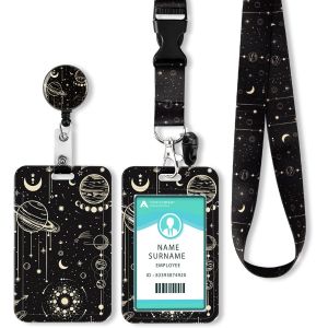 KALANKA-Porte Badge Tour de Cou Porte Clé avec Swivel Lobster Clasp, Porte Badge d'identification avec Cordon Tour de Cou, Pour Clés, Carte d'étudiants, Carte Bus (Moon) - Neuf