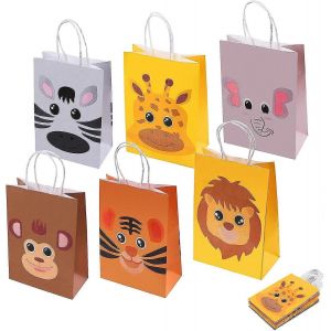 Nouveau,Adapt&eacute; 18pcs Animal Easter Gift Bags Sac Cadeau,Animaux Mignons Sacs En Papier Kraft Avec Poign&eacute;e,Sac D'anniversaire Pour Enfants Sacs En Papier De F&ecirc;te Pour Enfants (21 * 15 * 8c - Neuf