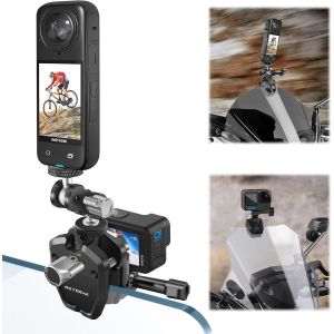 Clip De Pare-Brise De Moto En Alliage D'aluminium Pour Insta360 X3,Clip De Cam&eacute;ra De Pare-Brise De V&eacute;lo,Compatible Avec Insta360 X4,Support En Alliage D'aluminium Pour Gopro Hero (Pour - Neuf