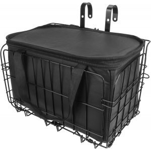 Subzonal-Panier &Agrave; V&eacute;lo Pliable En Fil D'acier Avec Sac De Doublure En Pu Noir Conception &Agrave; D&eacute;gagement Rapide Panier &Agrave; V&eacute;lo Pour Transporter Les Courses - Neuf