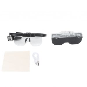 Loupe serre-tete rechargeable, ergonomique, confortable, avec plaquettes nasales, support pliable, eclairage a 2 niveaux, loupe electronique - Neuf