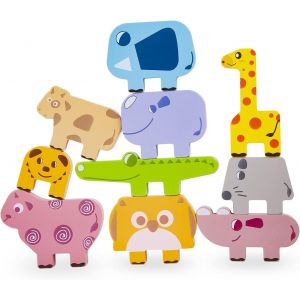 ChenQuanSarl-Lot De 10 Blocs En Bois Empilables Pour Animaux Montessori Éducatif Et Éducatif Pour Tout-Petits Garçons Filles - Neuf