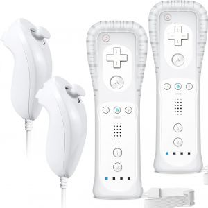 Wii Manette Wii Remote Controller Et Nunchuck Joystick Wii T&eacute;l&eacute;commande De Remplacement Pour Wii Avec &Eacute;tui En Silicone Et Dragonne Compatible Avec Wii/Wii U,Wii Contr&ocirc;leur Sans Motion Plus - Neuf