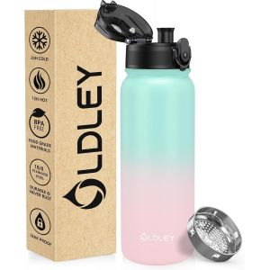 Bouteille D'eau Acier Inoxydable 600ml Bouteille Isotherme &Agrave; Double Paroi Pour Garder Les Boissons Chaudes Et Froides Sans Bpa Bouteille D'eau Isol&eacute;e M&eacute;tal Pour Sport Travail(Vert Rose) - Neuf