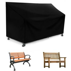 Ulteronixshop-Loveseat Housse De Banc De Jardin Imperm&eacute;able 2 Places, Coupe-Vent, Anti-Uv Et R&eacute;sistante Aux D&eacute;chirures En Tissu Oxford 420d, Pour Canap&eacute; 2 Places, 134 X 66 X 63/89 Cm, Noir - Neuf