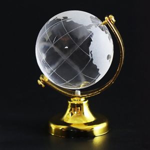 KALANKA-Mini globe terrestre rond ornement carte du monde (diam&egrave;tre de la boule 8,5 cm) Presse-papier en cristal transparent pour bureau, d&eacute;coration d'int&eacute;rieur, mariage, artisanat, cadeaux, boule de - Neuf