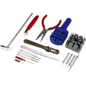 Kal-16pcs Ensemble D'outils De Réparation Ouvreur Bande Broche Sangle Dissolvant Changeur De Batterie Horloger Avec Marteau Tournevis Clé Coupe Montre-Bracelet Pour Hommes Femmes - Neuf