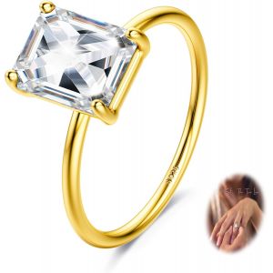 Kal-Bague Fian&ccedil;ailles Femme Argent Sterling 925 Alliance Plaqu&eacute; Or Mariage Promise Band &Eacute;ternit&eacute; Canal Cadeau Zircone Cubique Bijoux Femme - Neuf
