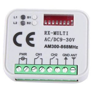 Récepteur universel RX multifréquence 300-868MHz 2CH 12V 24V Module de relais Télécommande de porte de garage - Neuf
