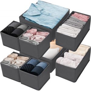 Boite Organisateur Tiroir,Lot de 8 Boite Rangement Vetement Tissu Non-Tissé,Panier Rangement Pliables Lavable,Ouvertes de Organisateur Armoire Vetement pour Cravates Chaussettes - Neuf