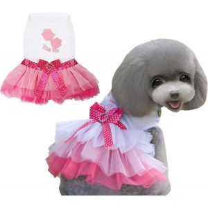 Kalanka-Chien Robe Luxe Chiot Jupe Chiens V&ecirc;tements Princesse Robes Mariage De Soir&eacute;e Tutu Jupe L&egrave;vres Rouges Bowknot Robe Pour Petite Fille De Chien - Neuf