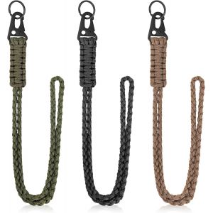Checarzhn--No1-Cordons En Paracorde Tressés Lanière En Paracorde Robuste Long Cordon Tour De Cou Avec Porte-Clés Pour Clés Sifflet Téléphone Caméra 3 Pièces - Neuf