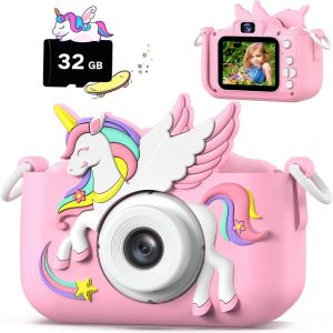 Kalanka-Appareil Photo Enfant, 2.0 Pouces Appareils Photos Num&eacute;riques Cadeau Jouet Pour Enfants 3 &Agrave; 12 Ans, Cadeau Gar&ccedil;ons & Filles De No&euml;l D'anniversaire, Enregistreur Vid&eacute;o Hd 1080p Avec 32gb Carte - Neuf
