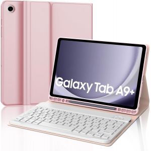 Coque Clavier Pour Samsung Tab A9+ Plus 11"" 2023, Azerty Fran&ccedil;ais Clavier Bluetooth D&eacute;tachable Pour Samsung Galaxy Tab A9+/A9 Plus 11"" 2023, Rose - Neuf
