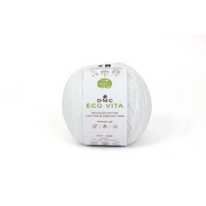 Fil Coton Recycl&eacute; Eco Vita 3mm 100g Tricot Et Crochet Col. 001 Blanc - Neuf