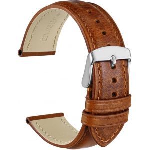 Kal-Bracelets De Montre En Cuir Vintage Avec Boucle En Argent Inoxydable, Bande De Remplacement 14mm 16mm 18mm 19mm 20mm 21mm 22mm 23mm 24mm - Neuf