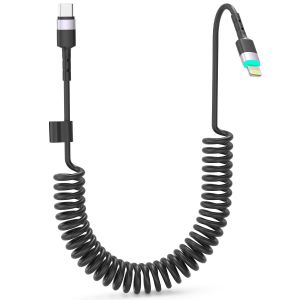 lbgwp60-Câble Spirale Usb C Vers Lightning [Certifié Mfi Et Compatible Avec Carplay], Câble En Spirale Apple Lightning 6Ft Transmission De Données Compatible Avec Iphone 12 Pro /12/13/11 Pro Et Plus - Neuf