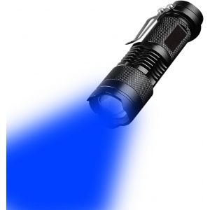 Eryi-Linterna Mini Linterna Led De Luz Azul, Con 3 Modos De Luz Azul, Se Puede Ampliar A Través De La Linterna Led De Luz Azul Del Clip Para Visión Nocturna, Pesca, Caza (1, Blue) - Neuf