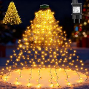 Guirlande Lumineuse Sapin De Noël, 400 Led 2M * 16 Guirlande Lumineuse Avec Anneau, 8 Modes Lumiere Sapin De Noël, Étanche Christmas Tree Lights Pour Interieur Exterieur Décor - Blanc Chaud[Z212] - Neuf