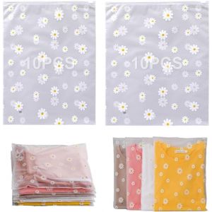 20 Pi&egrave;ces Sac Zipper Voyage Pochette &Eacute;tanche Transparent Sac De Rangement Voyage Vetement Plastique Sacs V&ecirc;tements Seal Pochette Pour Costume, Chaussures, Cosm&eacute;tique(Marguerite) - Neuf