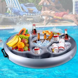 Porte-Gobelet Gonflable Flottant,Gonflable Porte-Boissons 2 En 1 Plateau Flottant,Porte-Bouteille Gonflable Flottant F&ecirc;te D'&eacute;t&eacute;, Pour Piscine De Grande Capacit&eacute;. - Neuf