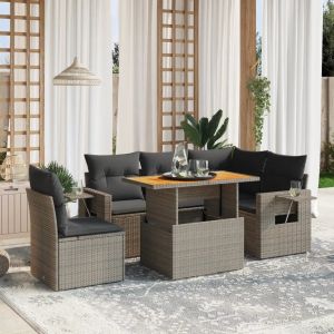 Prolenta Premium - Salon De Jardin 6 Pcs Avec Coussins Gris R&eacute;sine Tress&eacute;e - Neuf