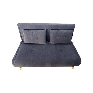 ENNIS - Canap&eacute; convertible en velours c&ocirc;tel&eacute; gris 2 places - Neuf