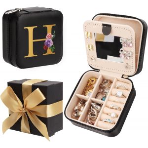 Trahoo-Bow-Tied Cadeau,Bo&icirc;te &Agrave; Bijoux,Rangement Bijoux Avec Miroir,Petite Bo&icirc;te De Rangement,Bo&icirc;te &Agrave; Bijoux De Voyage - Noir,Pour Montres,Rouge &Agrave; L&egrave;vres,Boucles D'oreilles,Colliers (H) - Neuf
