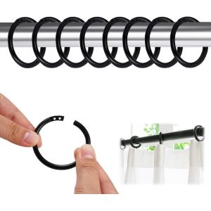 TIANYI-45 Pièces Anneau Rideau Douche 40 mm, Silencieux Crochet Rideau de Douche en Plastique,Facile da usare pour ø 2-4 cm Tringles Télescopiques, Peut être utilisé comme Crochet pour Suspendre êtem - Neuf